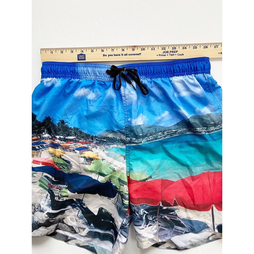 Calvin Klein Mens Size Large Swimwear Blue St. Martin Swim Shorts Pockets - Picture 13 of 14